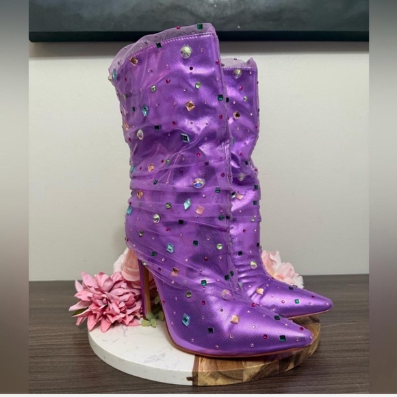Azalea Wang Liora Purple Gem Bootie - Size 8.5 - NWB - Picture 2 of 8